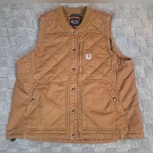Carhartt Rugged Flex Quilted Vest Relaxed Fit Workwear Womens XL Brown Canvas